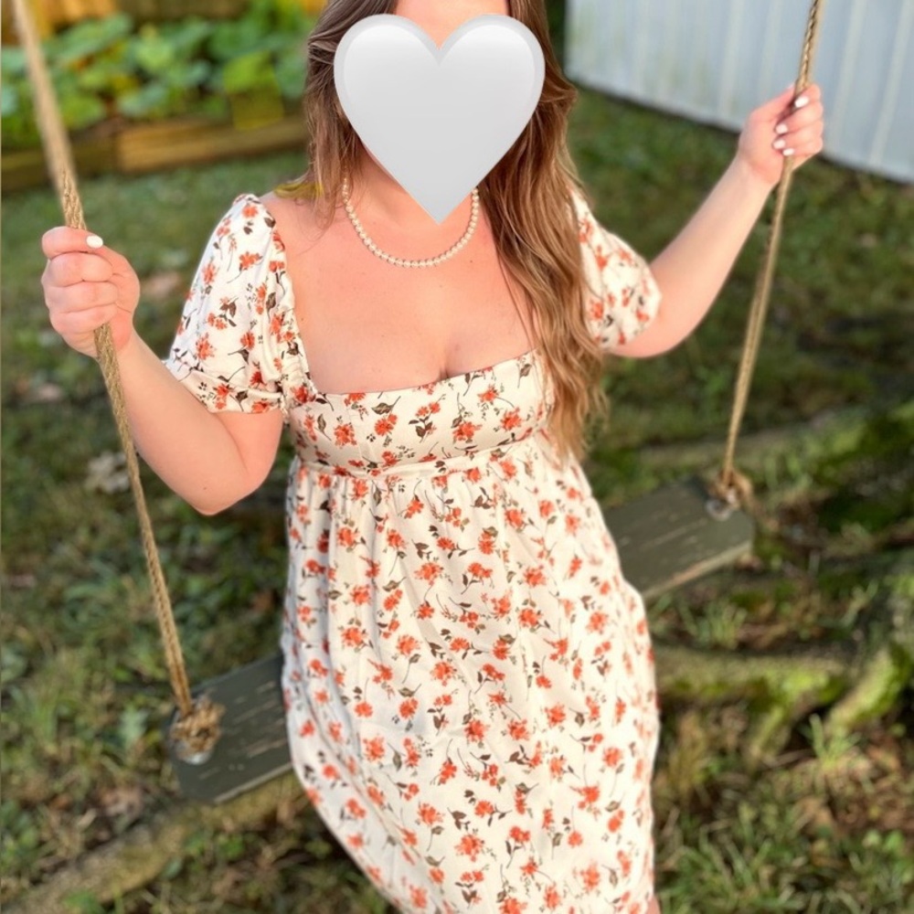 Altar'd State White and Orange Floral Dress